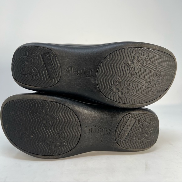 ALEGRIA Shoes Women 5 Black Silver Chevron Leather Slip On Comfort Loafers Nurse - Picture 6 of 11